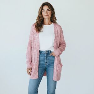 Sundance Women's Cardigan Sweater Open Front Pink Pockets Size XL